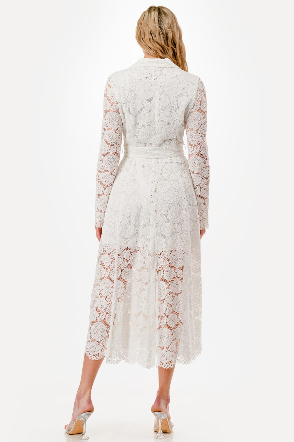Vestido Midi encaje manga larga