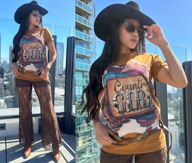 Playera estampado vaquero country