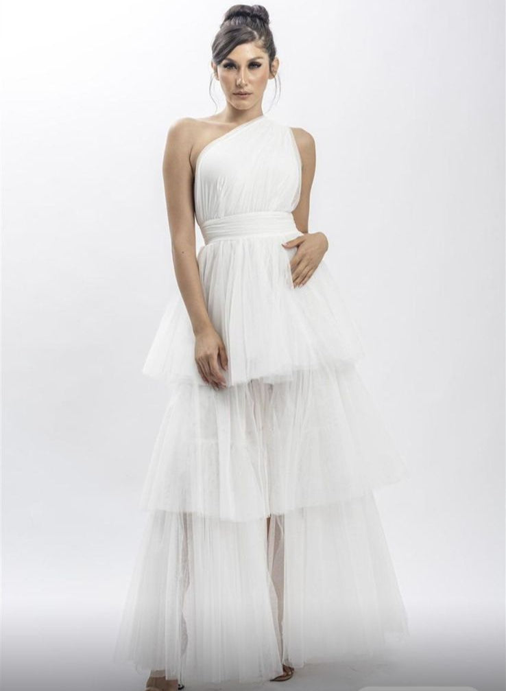 Vestido halter/tul olanes