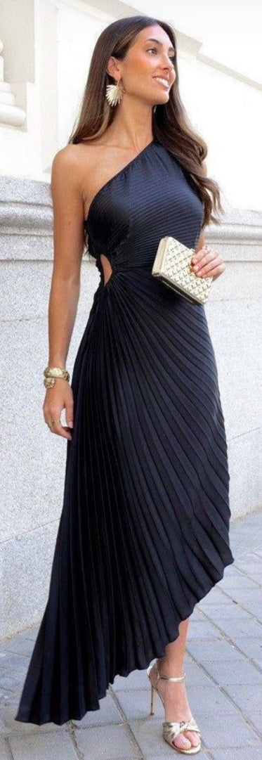 Vestido asimetrico medio hombro