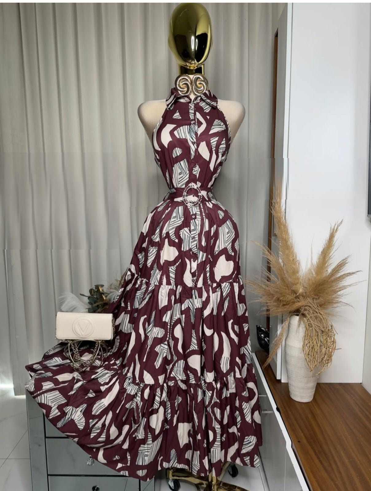 Vestido maxi camisero sin mangas