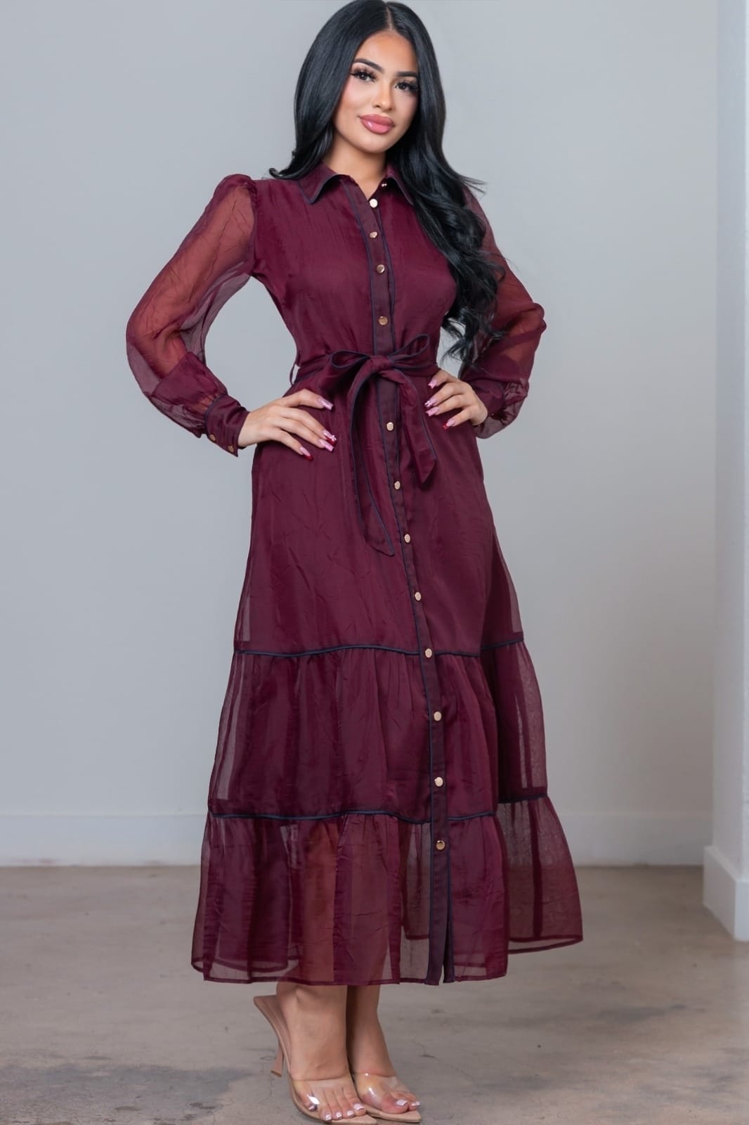 Vestido largo organza