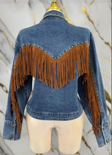 Chamarra mezclilla barbillas cafe