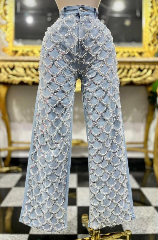 Pantalón mezclilla/lentejuela