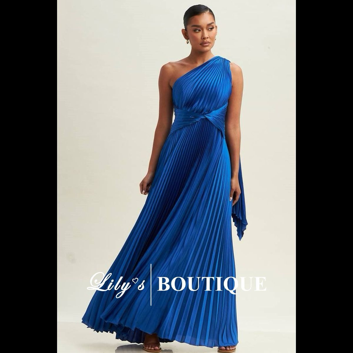 Vestido largo satín plisado