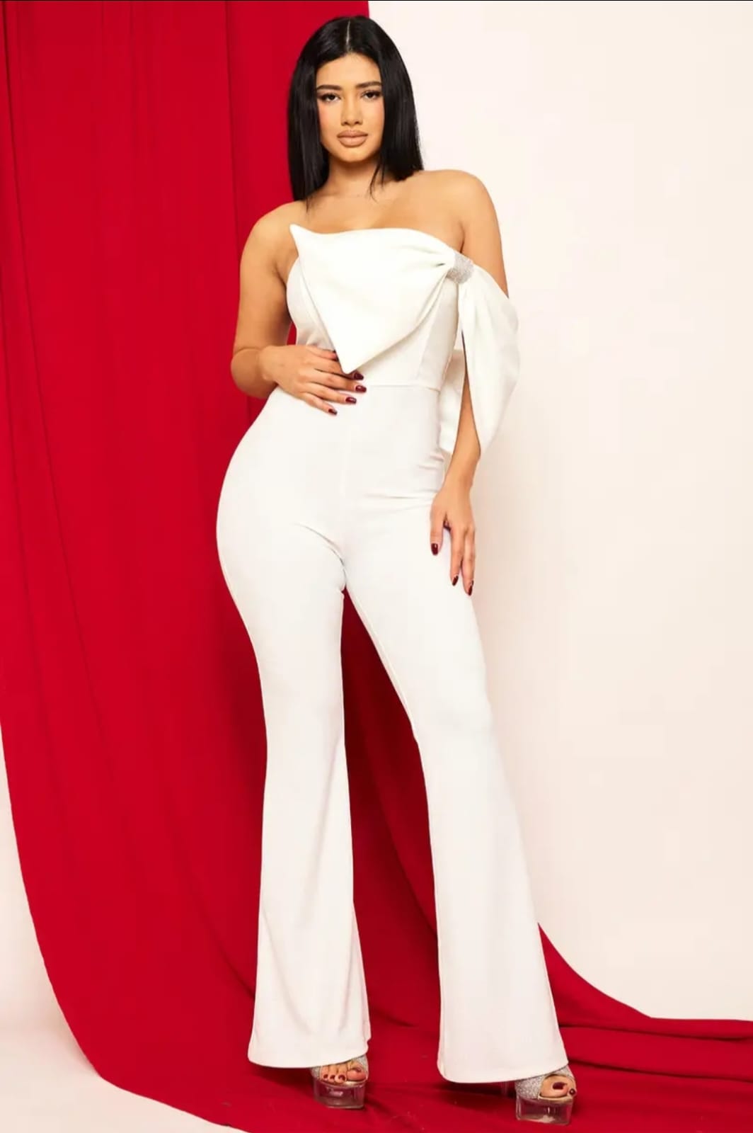 Palazzo estrapless moño al frente