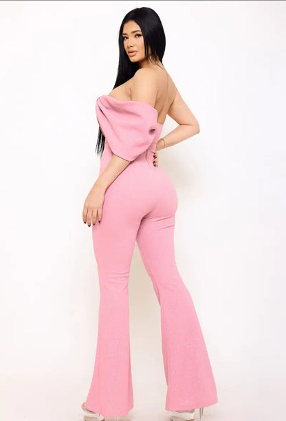 Palazzo estrapless moño al frente