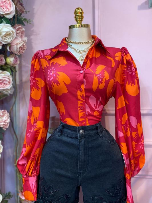 Blusa estampado flor Hawái