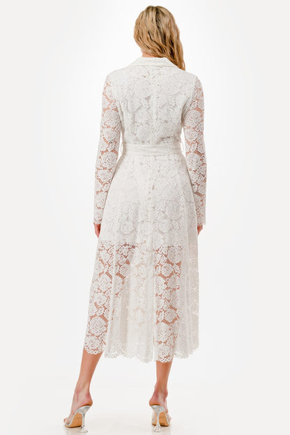 Vestido Midi encaje manga larga