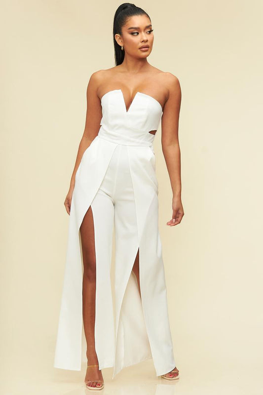 Palazzo strapless aberturas al frente