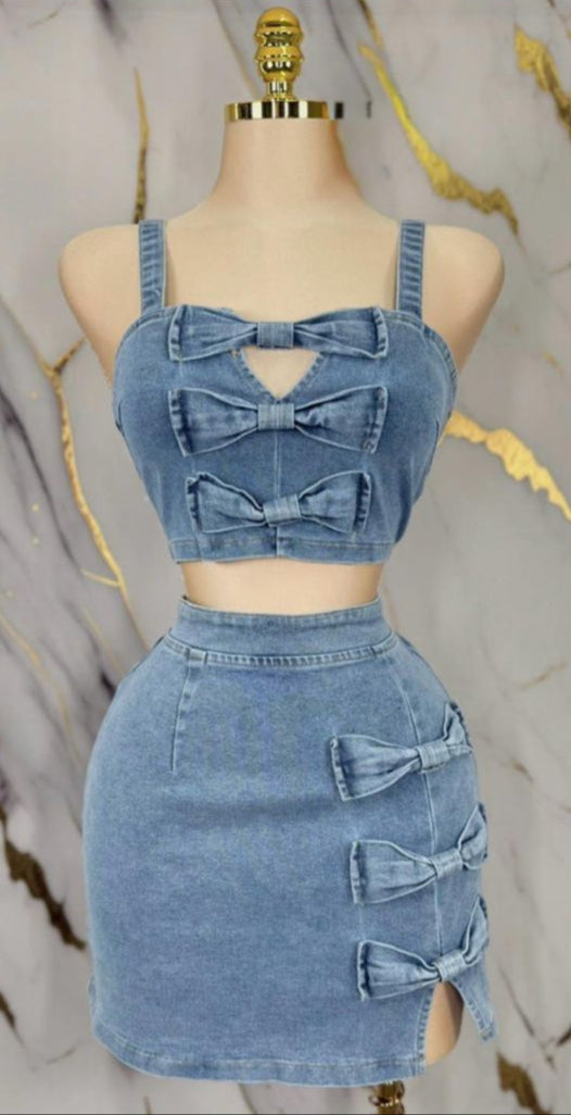 Set top y falda de mezclilla
