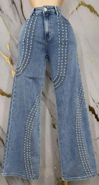Pantalón de mezclilla perlas