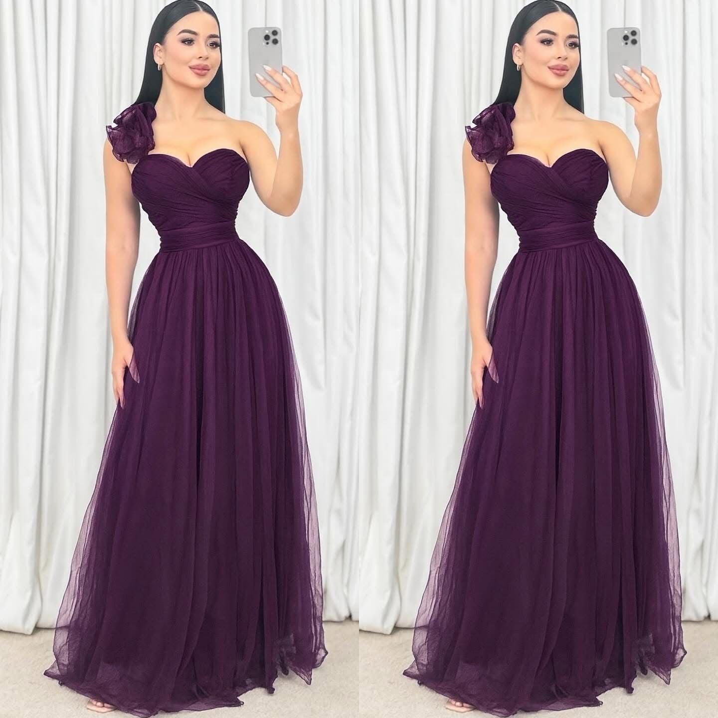 Vestido Maxi tul medio hombro