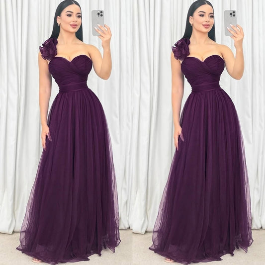 Vestido Maxi tul medio hombro