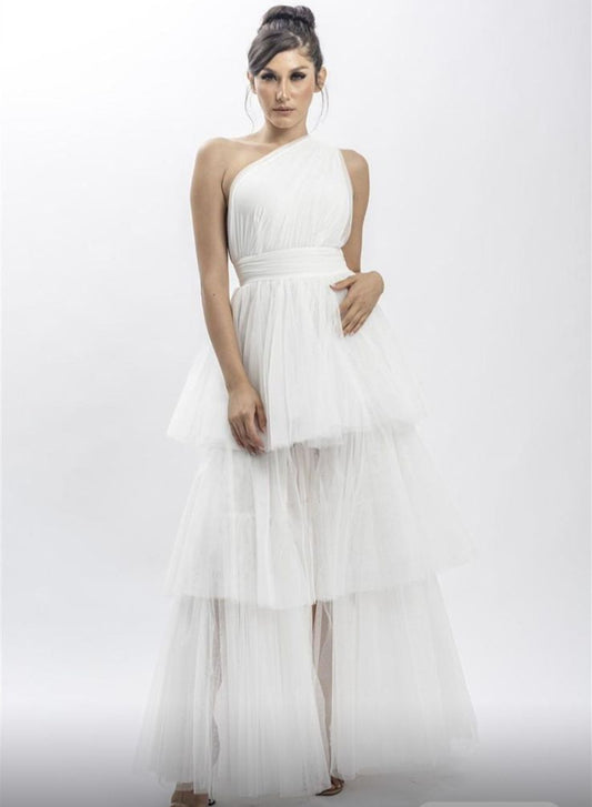 Vestido halter/tul olanes