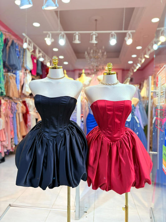 Vestido corto falda globo