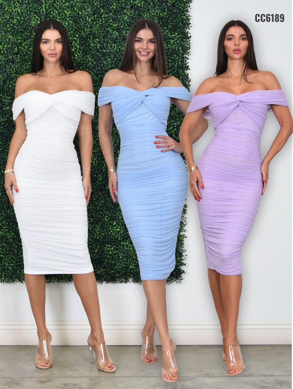 Vestido midi mesh cruce al frente