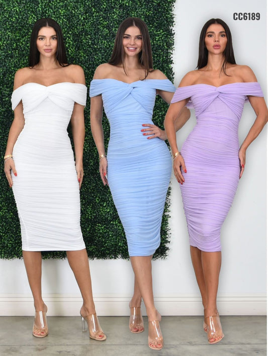 Vestido midi mesh cruce al frente