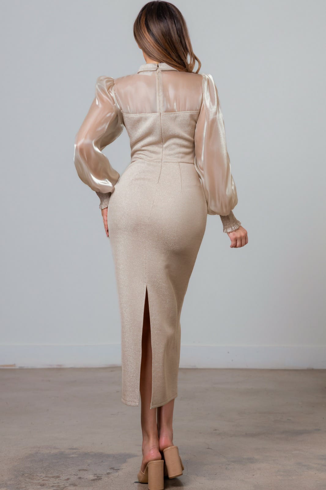Vestido midi estambre/organza