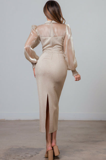 Vestido midi estambre/organza
