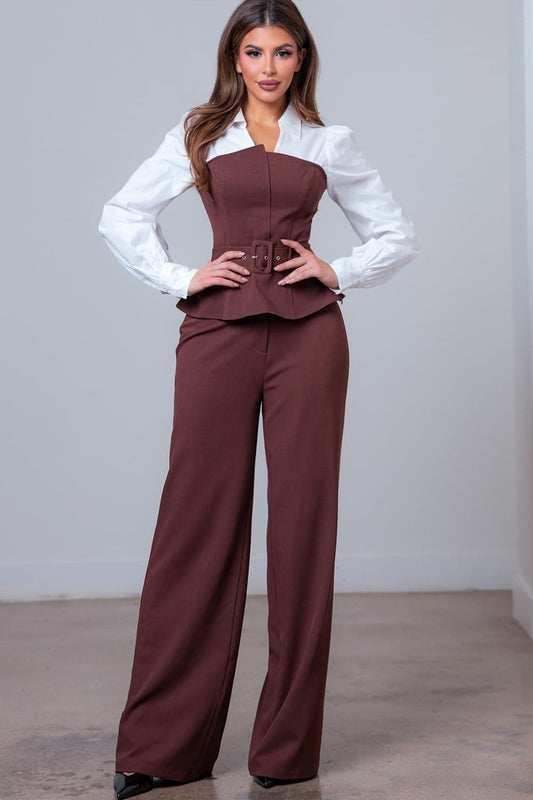 Set blusa/chaleco/ pantalón