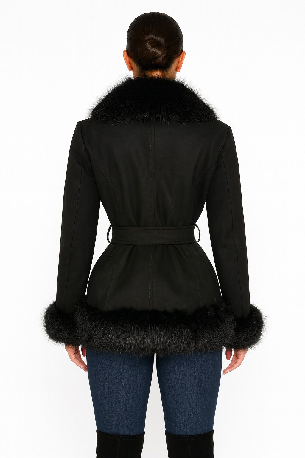 Abrigo gamuza borde peluche