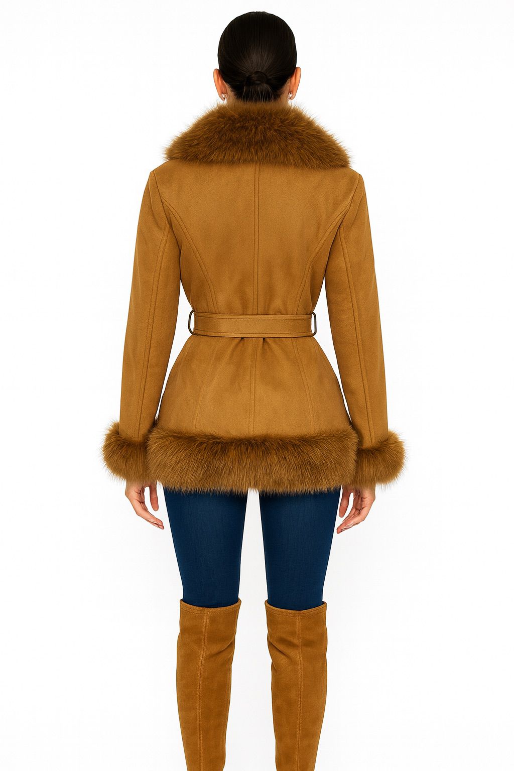 Abrigo gamuza borde peluche