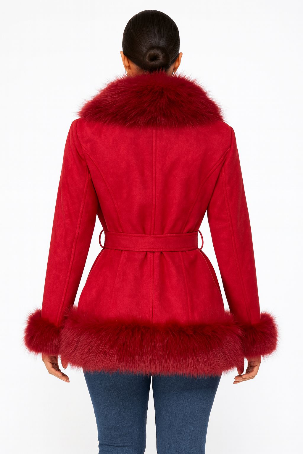 Abrigo gamuza borde peluche