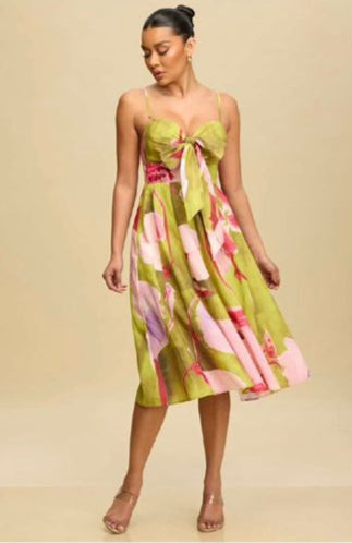 Vestido tirante midi circular