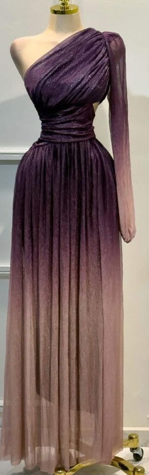 Vestido maxi medio hombro