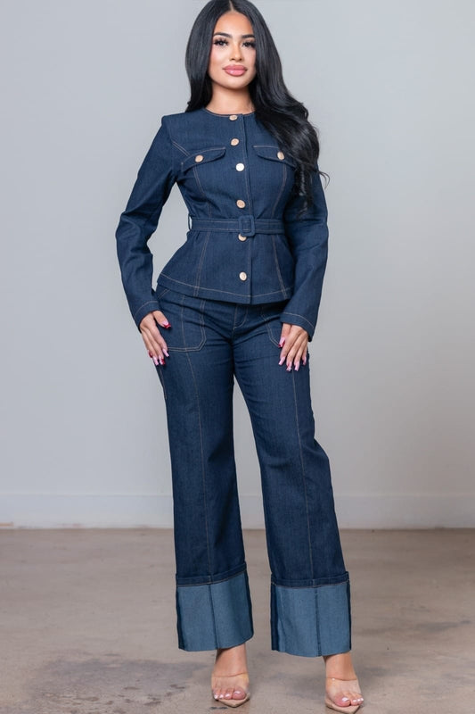 Set de pantalon/blusa en mezclilla