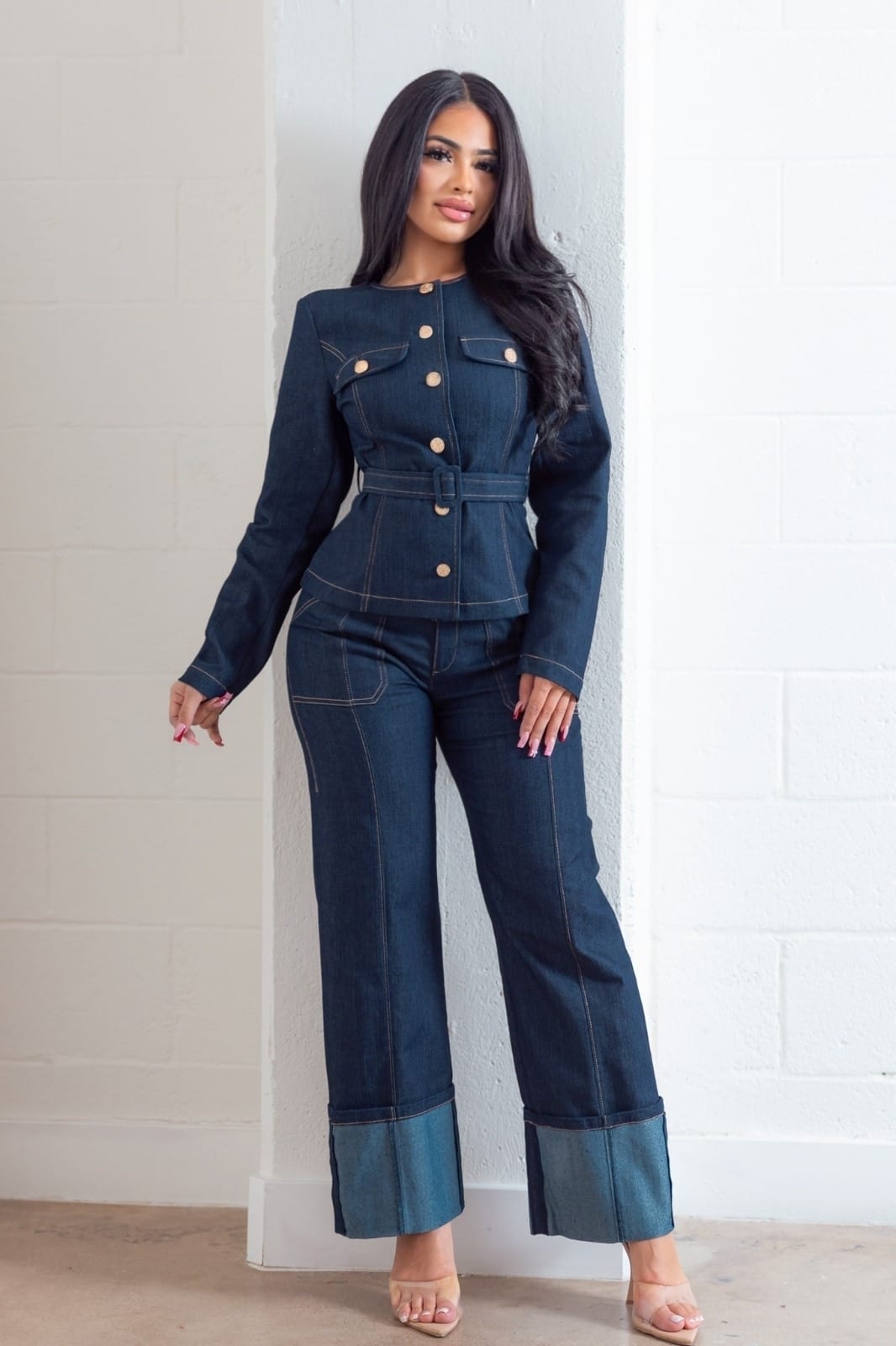 Set de pantalon/blusa en mezclilla