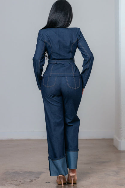 Set de pantalon/blusa en mezclilla