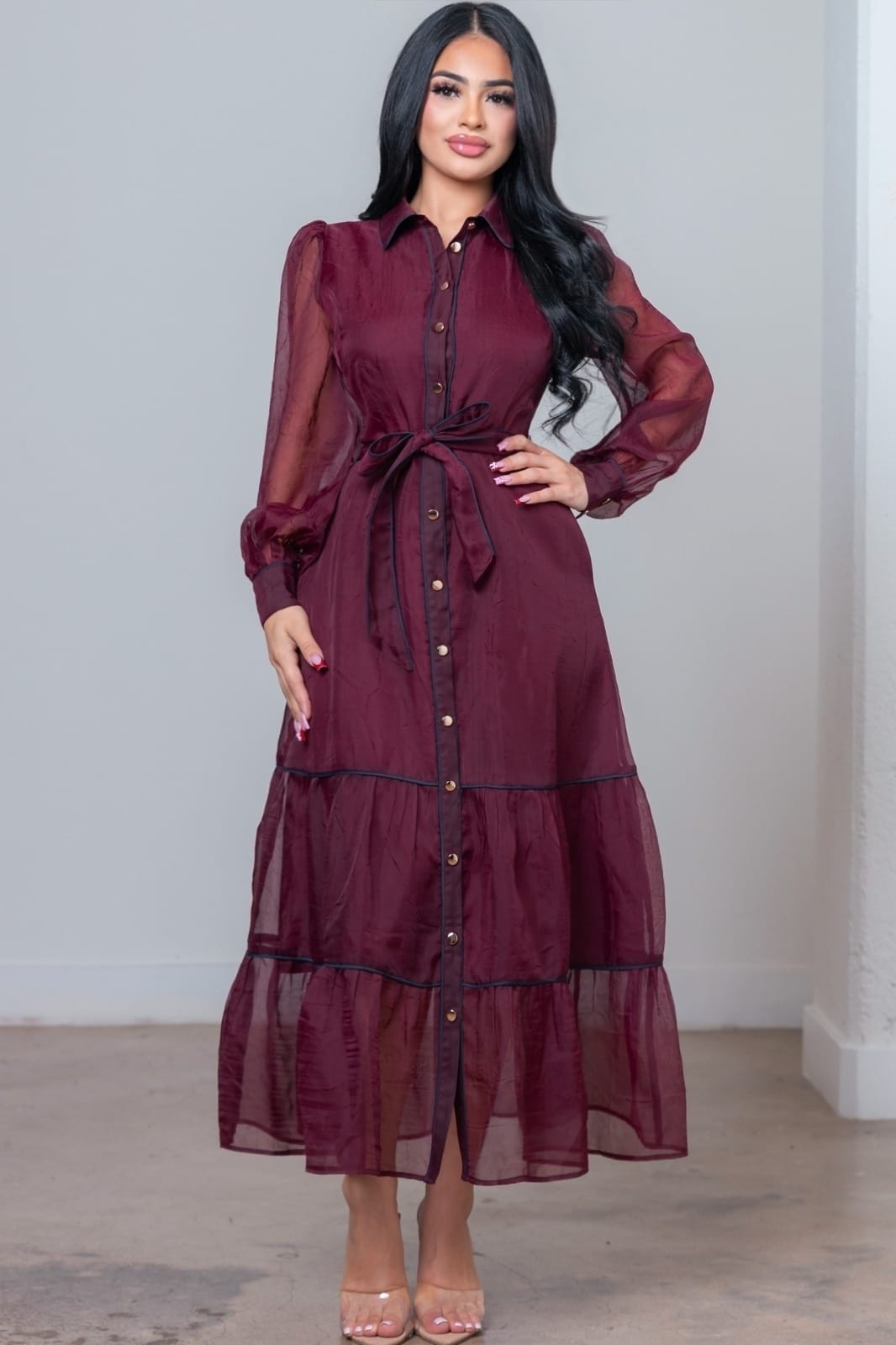 Vestido largo organza