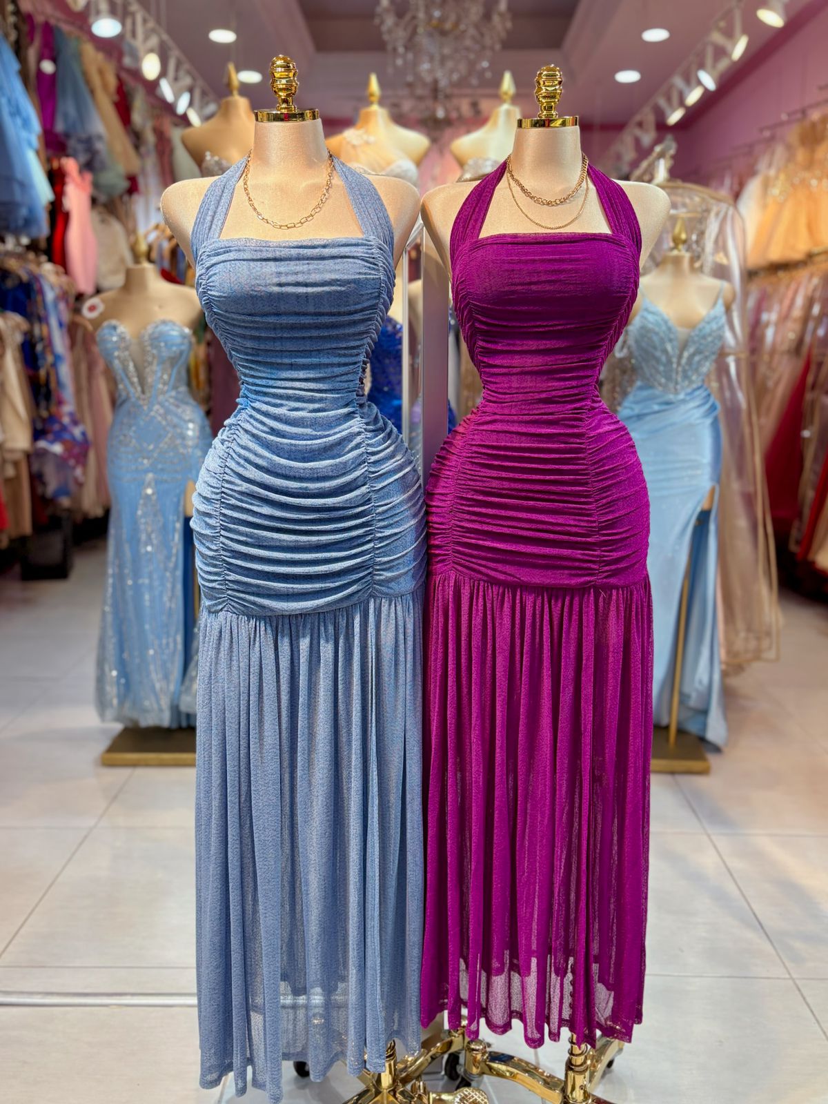 Vestido Maxi mesh pliegues