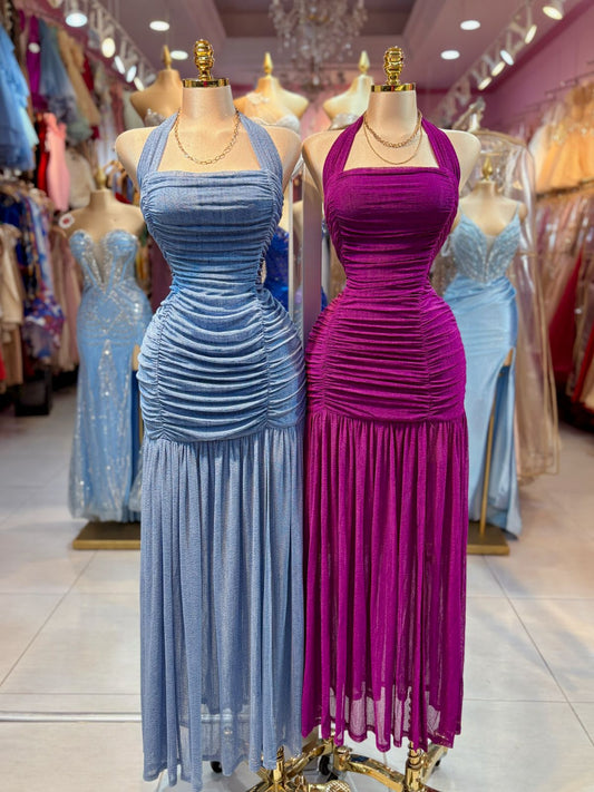 Vestido Maxi mesh pliegues