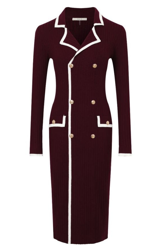 Vestido estambre midi boton dorado