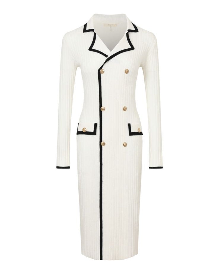 Vestido estambre midi boton dorado