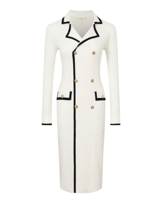 Vestido estambre midi boton dorado