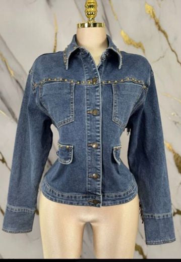 Chamarra mezclilla barbillas cafe