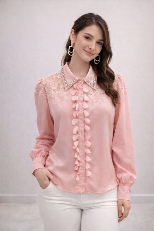 Blusa satin/encaje