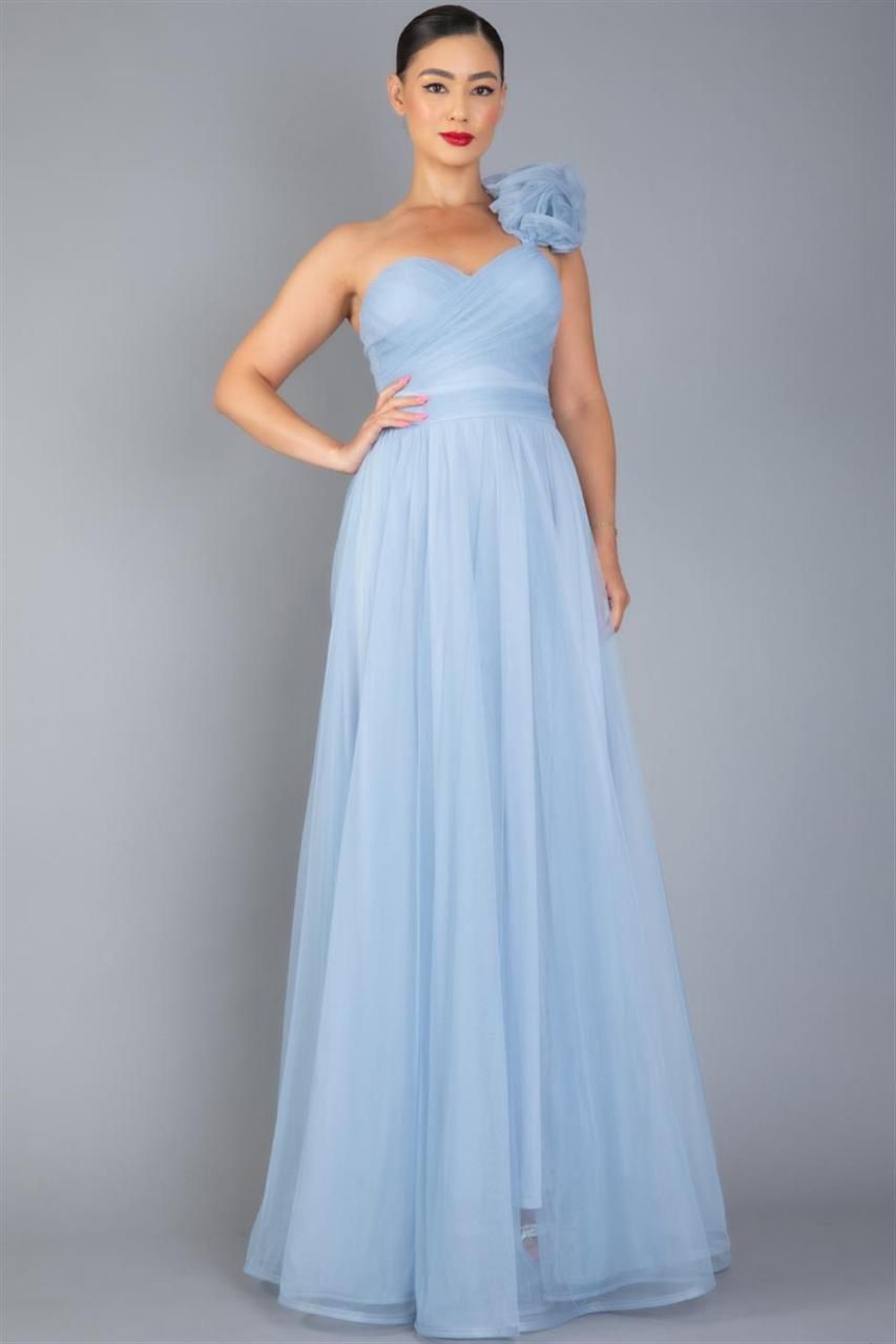 Vestido Maxi tul medio hombro