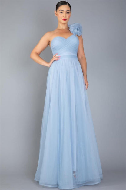 Vestido Maxi tul medio hombro
