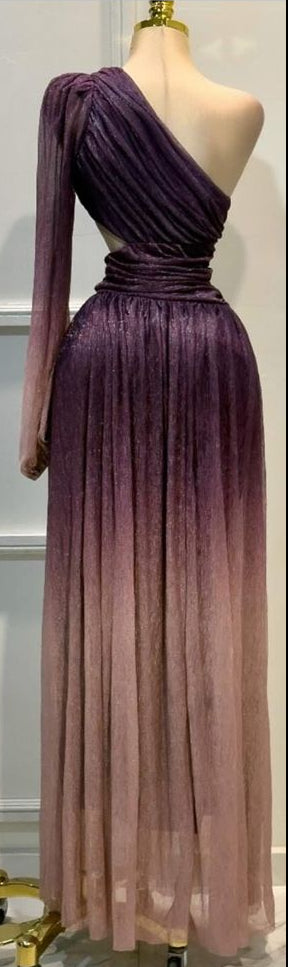 Vestido maxi medio hombro