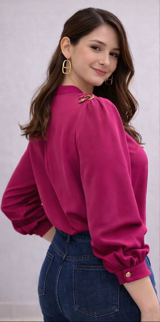 Blusa manga larga detalle al cuello